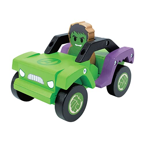 Just Play Disney Wooden Toys Hulk and Truck, Figure and Vehicle, Kids Toys for Ages 2 Up, Amazon Exclusive by Just Play