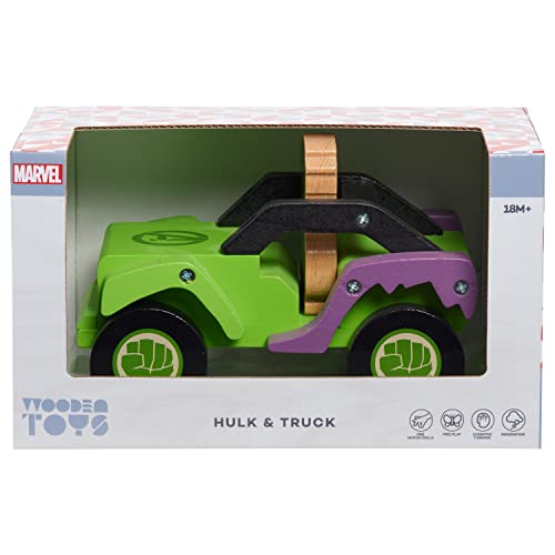 Just Play Disney Wooden Toys Hulk and Truck, Figure and Vehicle, Kids Toys for Ages 2 Up, Amazon Exclusive by Just Play