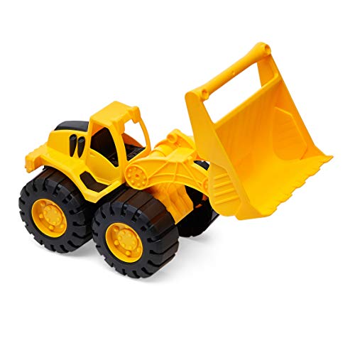 Amazon Basics Toy Construction Vehicle Set, Dump Truck and Bulldozer, Indoor/Outdoor, 10-Inch, Yellow (Pack of 2) by Amazon Basics