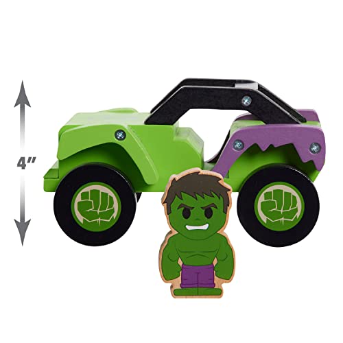 Just Play Disney Wooden Toys Hulk and Truck, Figure and Vehicle, Kids Toys for Ages 2 Up, Amazon Exclusive by Just Play