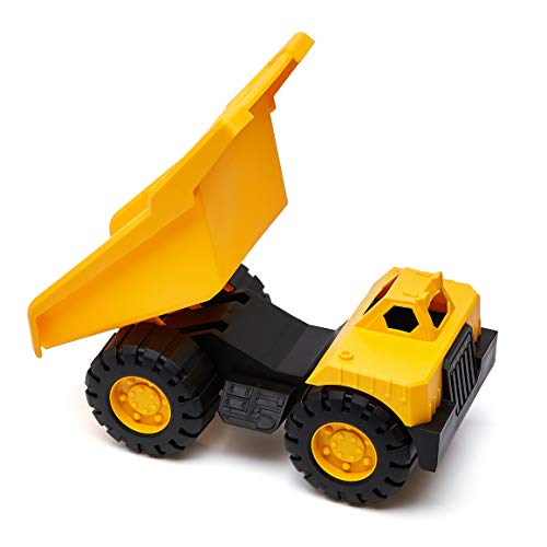 Amazon Basics Toy Construction Vehicle Set, Dump Truck and Bulldozer, Indoor/Outdoor, 10-Inch, Yellow (Pack of 2) by Amazon Basics
