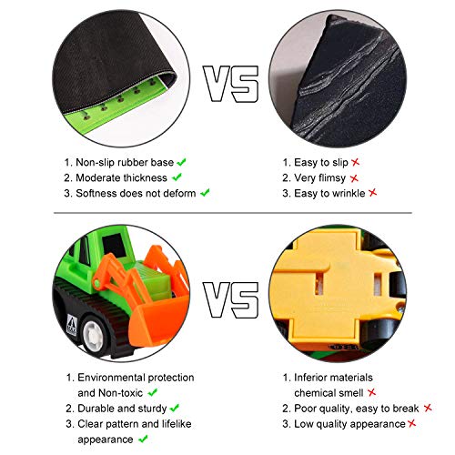 Cars Sets Construction Vehicle Toys with Play Mat, 6 Construction Trucks, 3 Road Signs, Construction Site Playmat, Engineering Vehicle Sets, Mini Pull Back Car Toys for Travel Toy by CHICKEN TOYS