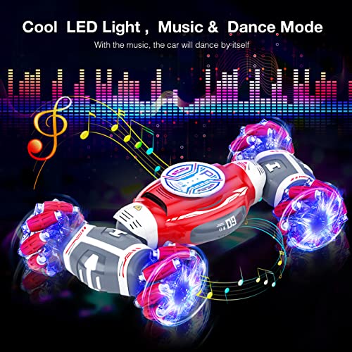 Powerextra 2022 New Scale Remote Control Car, 1:12 Gesture Control Rc Stunt Car, Double Side 360Â° Rotating Wrist Racing Crawler, All Terrains Toy Car 4WD Transform Off Road Vehicle, 90+ Mins Play Car from Powerextra