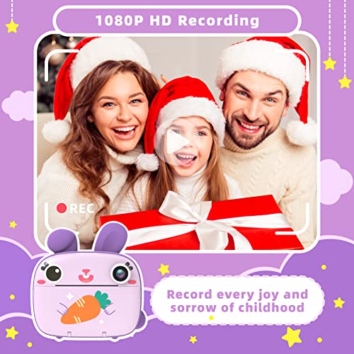CAMCLID Instant Camera for Kids, 1080P Kids Camera Instant Print with No Ink Print Paper & 32G SD Card,Selfie Digital Camera & Video Camera with 2.4â Screen,Ideal Toy Gift for Girls Boys 3-12 (Purple) by CAMCLID