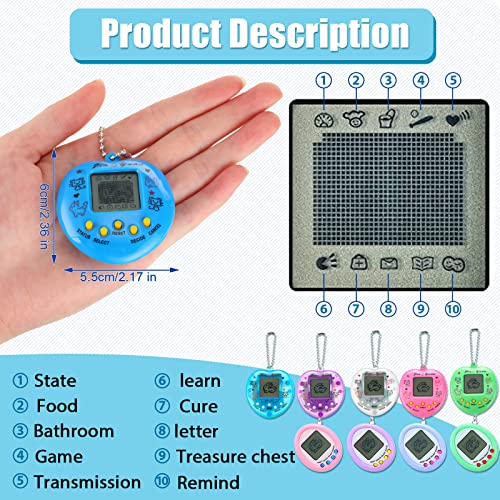 Jerify 36 Pieces Virtual Electronic Digital Pet Toys Retro Handheld Game Nostalgic 90s Toy with Key Chain for Boys Girls from Jerify