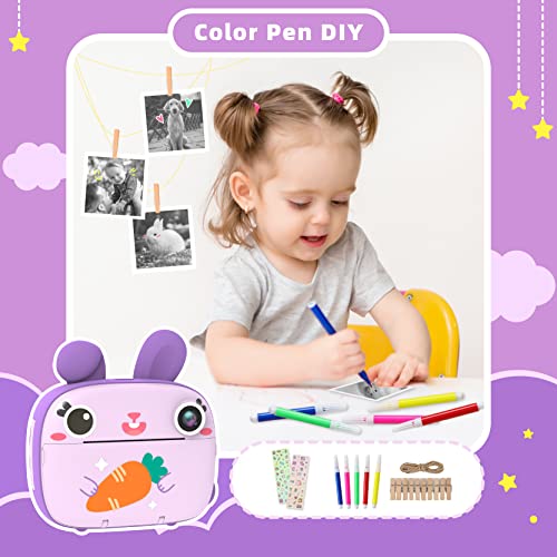 CAMCLID Instant Camera for Kids, 1080P Kids Camera Instant Print with No Ink Print Paper & 32G SD Card,Selfie Digital Camera & Video Camera with 2.4â Screen,Ideal Toy Gift for Girls Boys 3-12 (Purple) by CAMCLID