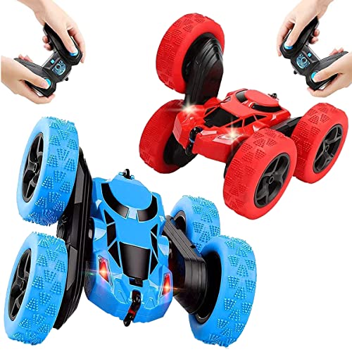 RC Cars Stunt Car Toy 2 Pack, Infityle 4WD Remote Control Cars, Double Sided Rotating Vehicles 360Â° Flips, Kids Toy Cars for Boys & Girls Birthday (Red and Blue) from Infityle