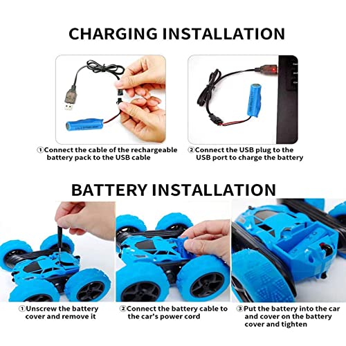 RC Cars Stunt Car Toy 2 Pack, Infityle 4WD Remote Control Cars, Double Sided Rotating Vehicles 360Â° Flips, Kids Toy Cars for Boys & Girls Birthday (Red and Blue) from Infityle