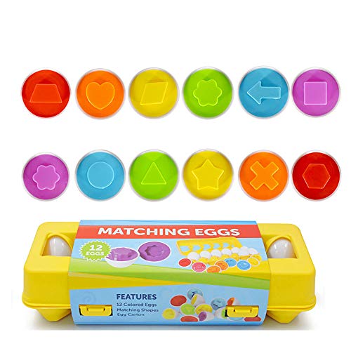 JUNBESTN Matching Easter Eggs Toys Gift for 1 2 3 Years Old Toddler Girls Boys Kids Easter Basket Stuffers Fillers Educational Learning Eggs-12 Eggs from JUNBESTN