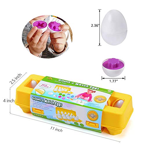 JUNBESTN Matching Easter Eggs Toys Gift for 1 2 3 Years Old Toddler Girls Boys Kids Easter Basket Stuffers Fillers Educational Learning Eggs-12 Eggs from JUNBESTN