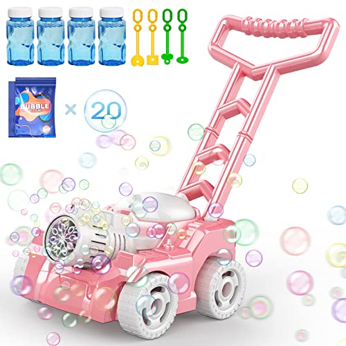 Bubble Machine,Bubble Blower Maker,Bubble Lawn Mower for Toddlers 1-3,Summer Outdoor Push Backyard Toys,Wedding Party Favors,Christmas Birthday Gifts for Preschool Baby Boys Girlsâ¦ from Wesfuner