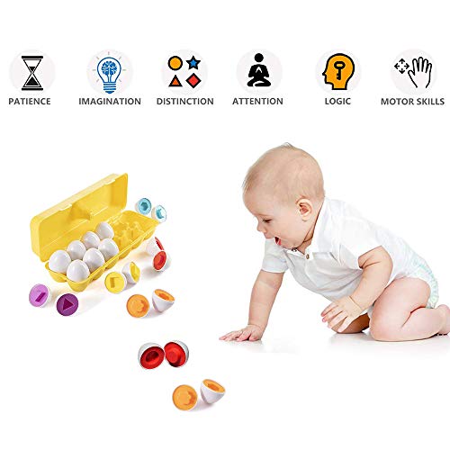 JUNBESTN Matching Easter Eggs Toys Gift for 1 2 3 Years Old Toddler Girls Boys Kids Easter Basket Stuffers Fillers Educational Learning Eggs-12 Eggs from JUNBESTN