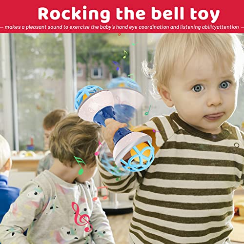 Serdios Baby Rattles Teething Toys 2pcs,Sensory Teether Toys,Grab Shaker Rattle,Tummy Time Rattle,Early Educational Infant Toys Gift Set ,Newborn Birthday Gift Set for 0-3-6-9-12 Month for Babies from Serdios