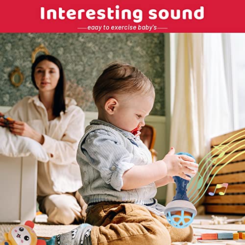 Serdios Baby Rattles Teething Toys 2pcs,Sensory Teether Toys,Grab Shaker Rattle,Tummy Time Rattle,Early Educational Infant Toys Gift Set ,Newborn Birthday Gift Set for 0-3-6-9-12 Month for Babies from Serdios