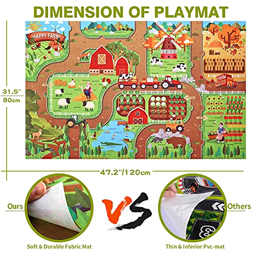 Oriate Diecast Farm Tractor Vehicle with Farm Animal & Activity Play Mat, 38 Piece Educational Realistic Farm DIY Set for Kids, Including Sprayer, Cropcutter, Cow, Horse by Oriate