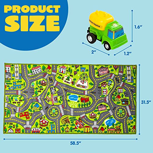 JOYIN Kids Play Rugs with 12 Pull-Back Vehicle Set, Durable Kids Carpet Playmat Rug, City Pretend Play, Toddler Car Track Rug by Joyin Inc