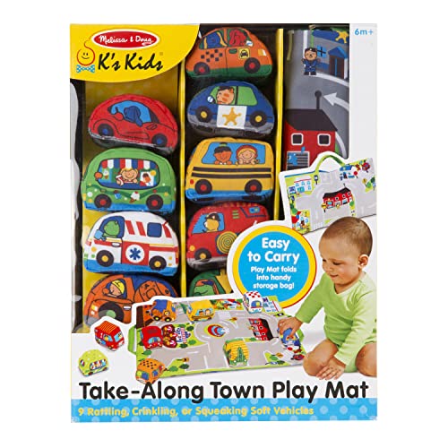 Melissa & Doug Take-Along Town Play Mat (19.25 x 14.25 inches) With 9 Soft Vehicles from Melissa and Doug