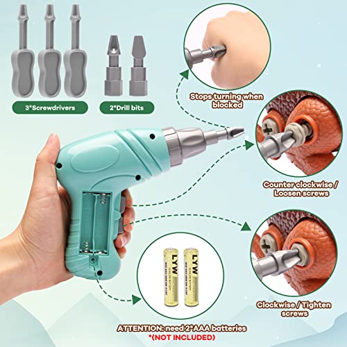 Dinosaur Toys for 3 4 5 6 7 Year Old Boys, Take Apart Dinosaur Toys for Kids 3-5 STEM Construction Building Toys with Electric Drill for Kids Ages 3-8, Dinosaur Toy Christmas Birthday Gifts Boys Girls by Laradola