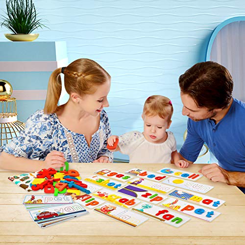 See & Spell Matching Letter Game Toy for Kids,Learning Educational Toy for 3 4 5 6 Years Old Boys and Girls,Preschool/Kindergarten Learning Activities,Shape & Color Recognition Game,CVC Word Builders from Shemira