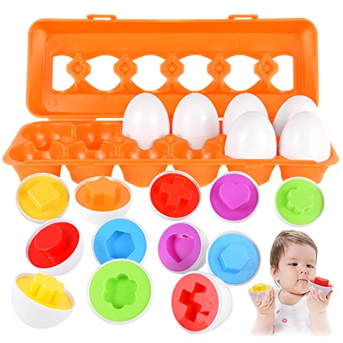 CPSYUB Egg Toys for Toddlers 1-3, Easter Eggs Learning Toys for 1, 2, 3 Year Old Girls/Boys, Montessori Egg Matching Toy Educational Color & Shape Recognition Skills Gifts Toys BPA Free (12 Eggs) by ASPWISH
