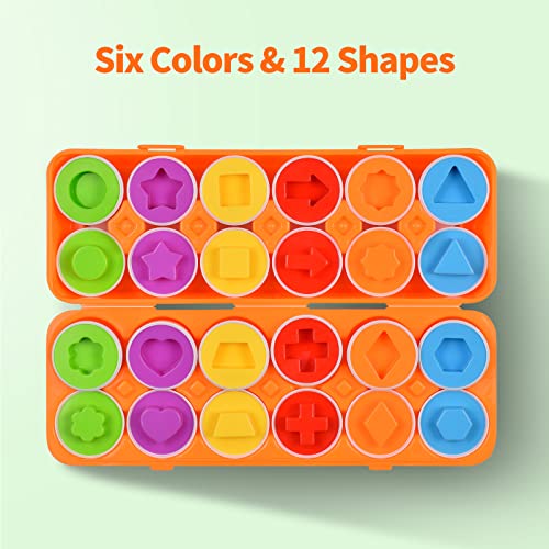CPSYUB Egg Toys for Toddlers 1-3, Easter Eggs Learning Toys for 1, 2, 3 Year Old Girls/Boys, Montessori Egg Matching Toy Educational Color & Shape Recognition Skills Gifts Toys BPA Free (12 Eggs) by ASPWISH