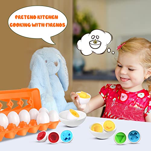CPSYUB Egg Toys for Toddlers 1-3, Easter Eggs Learning Toys for 1, 2, 3 Year Old Girls/Boys, Montessori Egg Matching Toy Educational Color & Shape Recognition Skills Gifts Toys BPA Free (12 Eggs) by ASPWISH