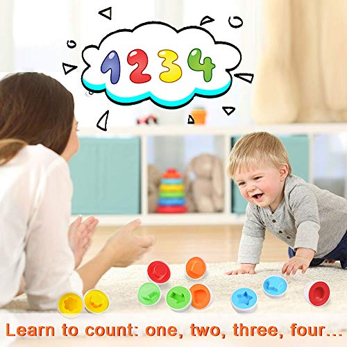 CPSYUB Egg Toys for Toddlers 1-3, Easter Eggs Learning Toys for 1, 2, 3 Year Old Girls/Boys, Montessori Egg Matching Toy Educational Color & Shape Recognition Skills Gifts Toys BPA Free (12 Eggs) by ASPWISH