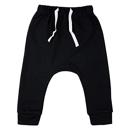 SOBOWO Newborn Baby Boy Girl 3-Pack Joggers Infant Baby Cotton Harem Pants for Unisex Boys Girls 0-24 Months (3-6 Months, Black/White/Grey) from 