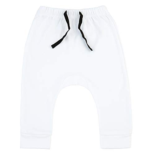 SOBOWO Newborn Baby Boy Girl 3-Pack Joggers Infant Baby Cotton Harem Pants for Unisex Boys Girls 0-24 Months (3-6 Months, Black/White/Grey) from 