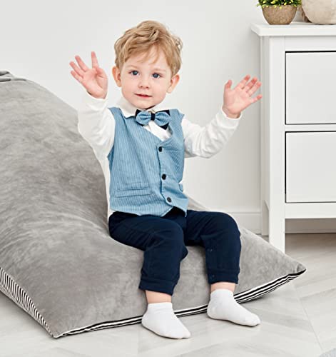 Feidoog Newborn Gentleman One Piece Long Sleeve Baby Boys Gentleman Formal Tuxedo Outfit Suit (Blue,6M) by 