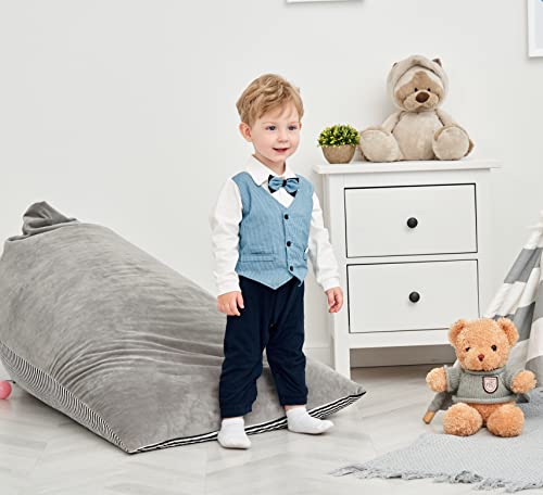 Feidoog Newborn Gentleman One Piece Long Sleeve Baby Boys Gentleman Formal Tuxedo Outfit Suit (Blue,6M) by 