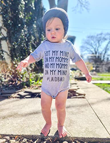 Innocent Baby Boys Girls Cotton Apparel Short Sleeve Romper for Summer Fall got my mind on my mommy Romper with Nickel-free Snaps(3-6 months,Got my mind on my mommy ) by 