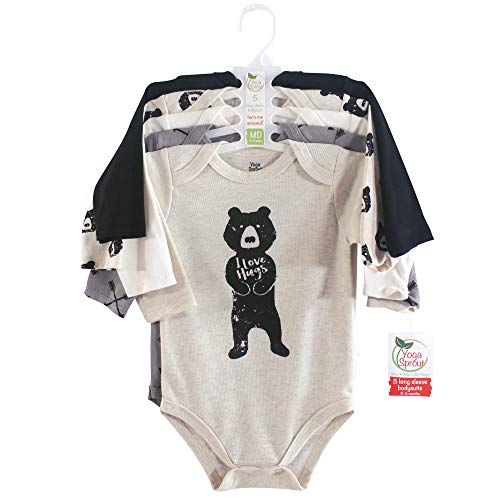 Yoga Sprout Cotton Bodysuit, 5 Pack, Bear Hugs, 9-12 Months by Yoga Sprout