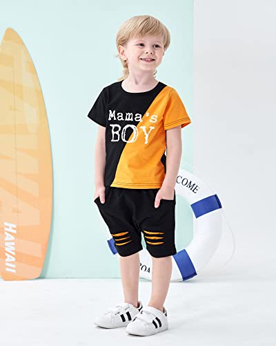 KIMI BEAR 18 Months Boy Clothes Toddler Baby Boy Clothes Summer Mamas Boy Outfits Cotton Bermuda Shorts Set Playwear Cute 24 Month Boy Clothes Orange by 