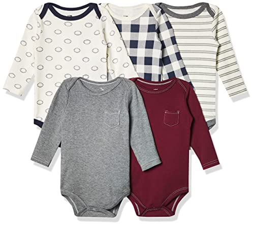 Hudson Baby Unisex Baby Cotton Long-sleeve Bodysuits, Burgundy Football, 6-9 Months US from Hudson Baby