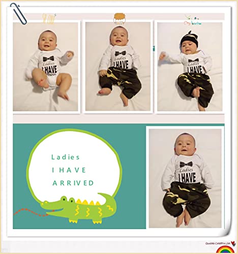 Baby Boy Girl Clothes Romper Outfits 3Pcs Newborn Infant Clothing Long Sleeve Letter Camouflage Print Romper Tops + Pants + Hat 0-3 Months by 