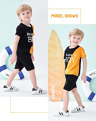 KIMI BEAR 18 Months Boy Clothes Toddler Baby Boy Clothes Summer Mamas Boy Outfits Cotton Bermuda Shorts Set Playwear Cute 24 Month Boy Clothes Orange by 