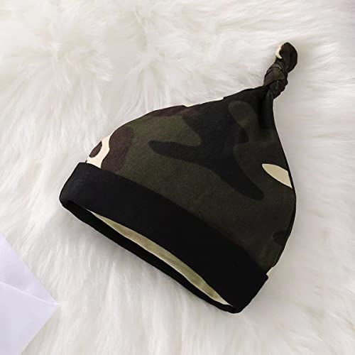 Baby Boy Girl Clothes Romper Outfits 3Pcs Newborn Infant Clothing Long Sleeve Letter Camouflage Print Romper Tops + Pants + Hat 0-3 Months by 
