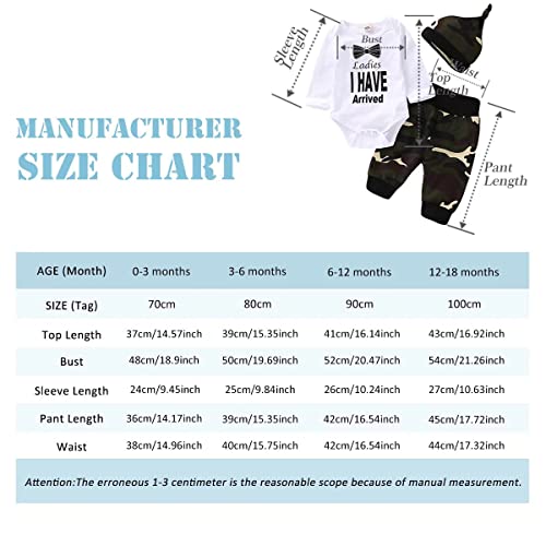 Baby Boy Girl Clothes Romper Outfits 3Pcs Newborn Infant Clothing Long Sleeve Letter Camouflage Print Romper Tops + Pants + Hat 0-3 Months by 