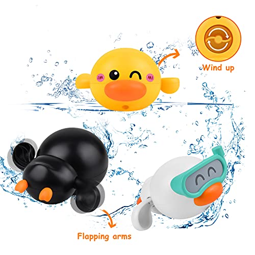 LiKee Baby Bath Toys Floating Wind-up Ducks Swimming Pool Games Water Play Set Gift for Bathtub Shower Beach Infant Toddlers Kids Boys Girls Age 1 2 3 4 5 6 Years Old (3 Ducks& 1 Net) from LiKee