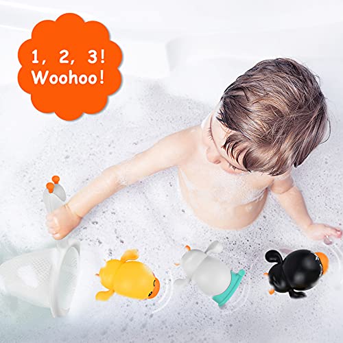 LiKee Baby Bath Toys Floating Wind-up Ducks Swimming Pool Games Water Play Set Gift for Bathtub Shower Beach Infant Toddlers Kids Boys Girls Age 1 2 3 4 5 6 Years Old (3 Ducks& 1 Net) from LiKee