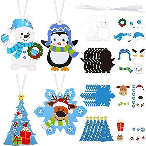 Christmas Crafts for Kids, Christmas Arts and Crafts DIY Christmas Tree Ornament Kit Make Your Own Christmas Craft Projects for Kids Ages 4-8 8-12, 4 Styles (48 Sets) by Civaner