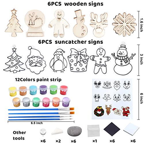JOYIN 51 Pcs Christmas DIY Art & Craft Painting Kit for Kids Paint Gift Includes Suncatchers, Rocks, Magnet Tiles and Wooden Magnets, Decorate Your Own Christmas Party Favors Family Craft Activities by Joyin Inc