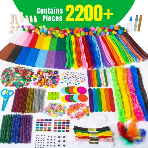 Arts and Crafts for Kids, 2200+ Piece Craft Kit Library in a Box for Kids Age 4 5 6 7 8 9 10 11 & 12 Year Old Boys & Girls, Crafting Supplies Set, Craft Box for Kids, Gift Ideas for Kids Art Kits from HFHCGY-001