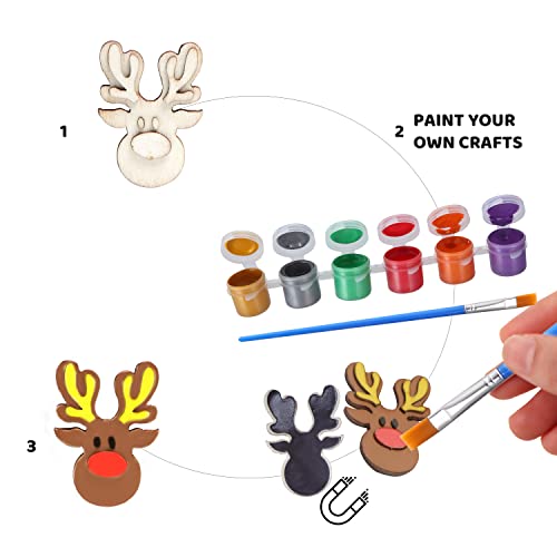 JOYIN 51 Pcs Christmas DIY Art & Craft Painting Kit for Kids Paint Gift Includes Suncatchers, Rocks, Magnet Tiles and Wooden Magnets, Decorate Your Own Christmas Party Favors Family Craft Activities by Joyin Inc