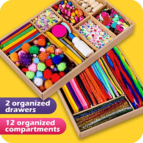Arts and Crafts for Kids, 2200+ Piece Craft Kit Library in a Box for Kids Age 4 5 6 7 8 9 10 11 & 12 Year Old Boys & Girls, Crafting Supplies Set, Craft Box for Kids, Gift Ideas for Kids Art Kits from HFHCGY-001