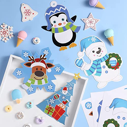 Christmas Crafts for Kids, Christmas Arts and Crafts DIY Christmas Tree Ornament Kit Make Your Own Christmas Craft Projects for Kids Ages 4-8 8-12, 4 Styles (48 Sets) by Civaner