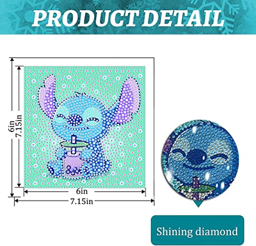 Diamond Painting Kits for Kids, 5D Full Drill Diamond Art with Wooden Frame Cartoon Diamond Dotz for Kids Ages 6-8-10-12 7X7 inch from Eiazuiks