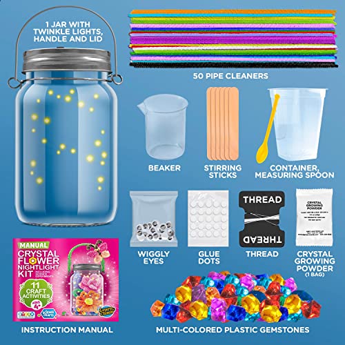 Arts and Crafts Kit for Girls Ages 8-12. Craft Your Own Crystal Night Light - Holiday Gift Set for 6,7,8-12 Year Old Girls. Cute Girls Toy from Learn & Climb