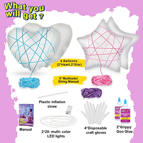 2Pack Upgraded 3D String Art Kit for Kids - Makes a Light-Up Star Lantern with Light - Teen Girl Gifts - Crafts for Girls and Boys Ages 8-12 - DIY Arts & Craft Kits for 8, 9, 10, 11, 12 Year Old Girl from Toylogy